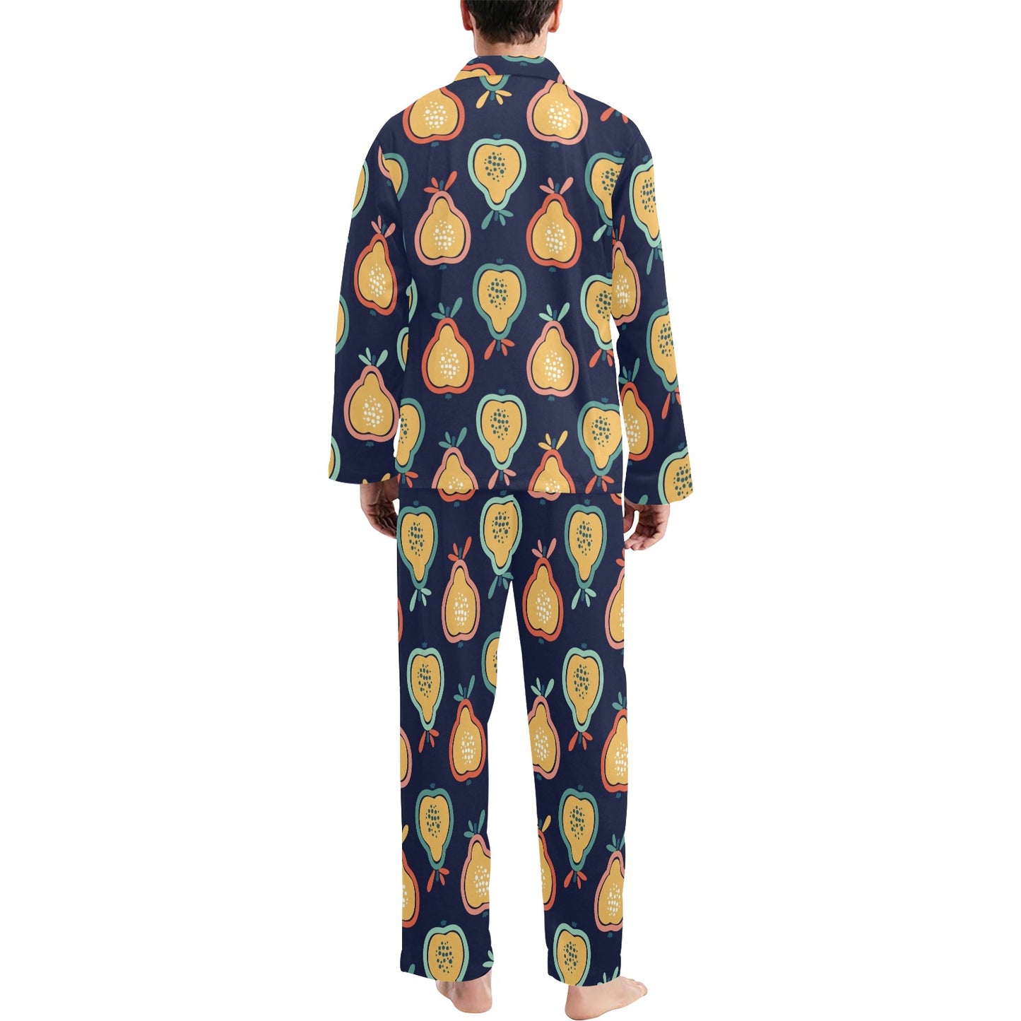 Pear Pattern Print Design PE03 Men's Long Pajama Set