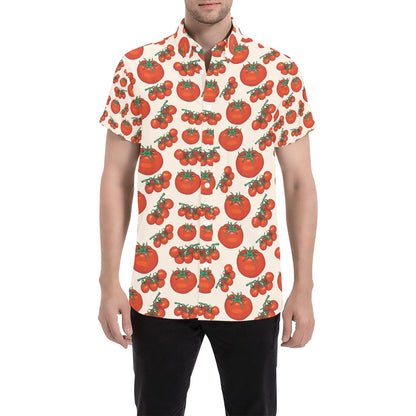 Tomato Print Design LKS302 Men Short Sleeve Button Up Shirt
