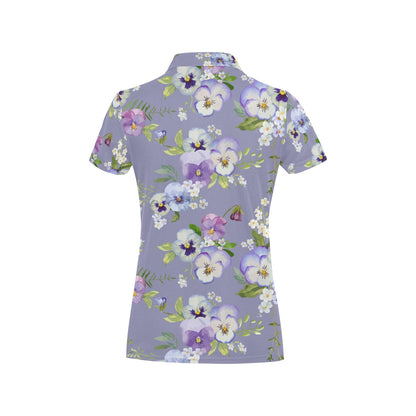 Pansy Pattern Print Design PS05 Women's Polo Shirt