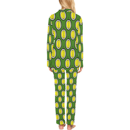 Durian Pattern Print Design DR01 Women's Long Pajama Set