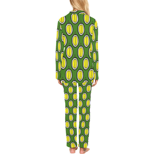 Durian Pattern Print Design DR01 Women's Long Pajama Set