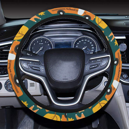 School Bus Print Design LKS309 Steering Wheel Cover with Elastic Edge