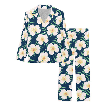 Pink Plumeria Pattern Print Design PM016 Women's Long Pajama Set