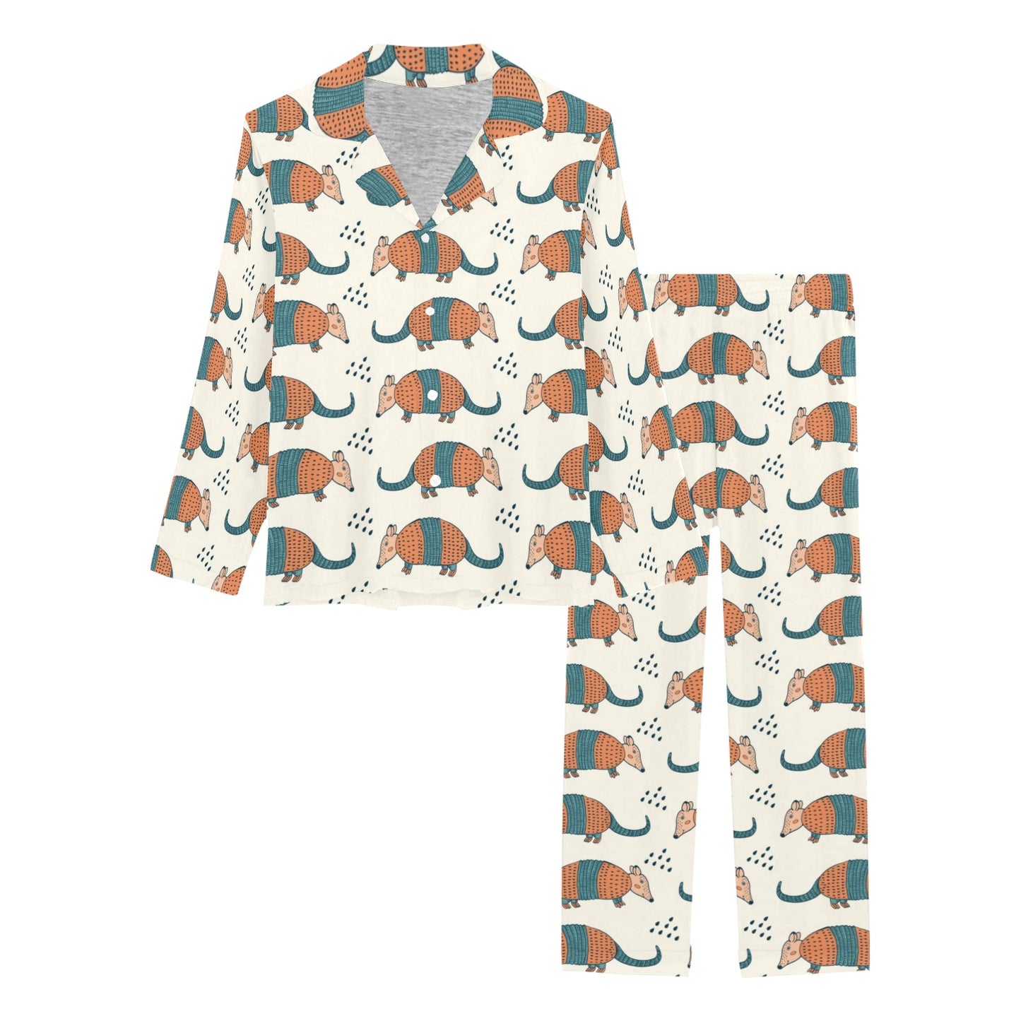 Armadillo Pattern Print Design 01 Women's Long Pajama Set