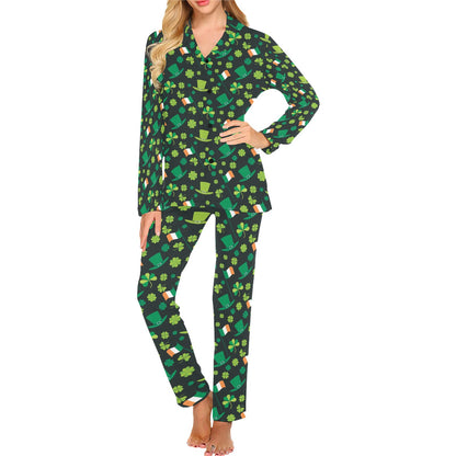 Shamrock Saint Patrick's Day Print Design LKS304 Women's Long Pajama Set