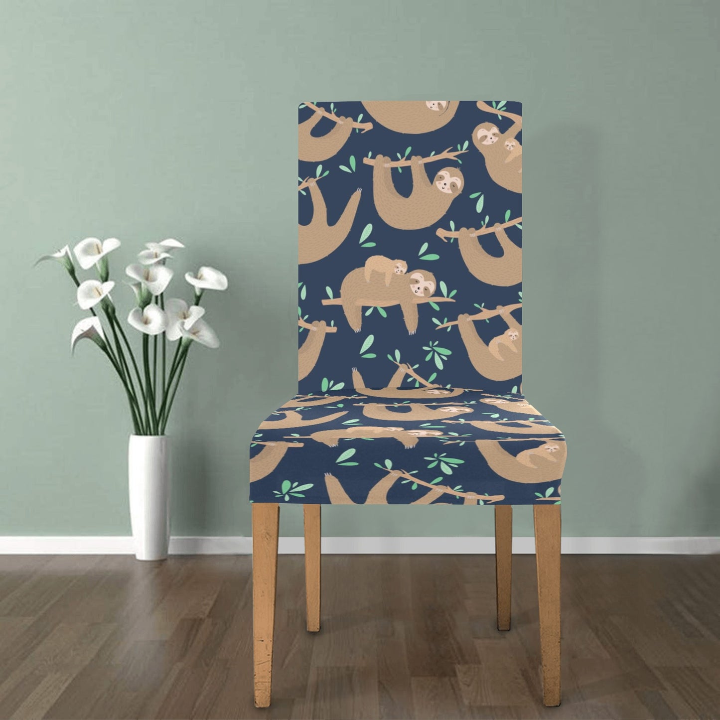 Sloth Print Design LKS307 Dining Chair Slipcover