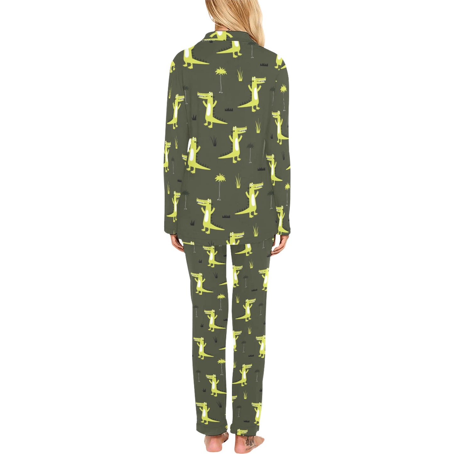 Alligator Pattern Print Design 05 Women's Long Pajama Set