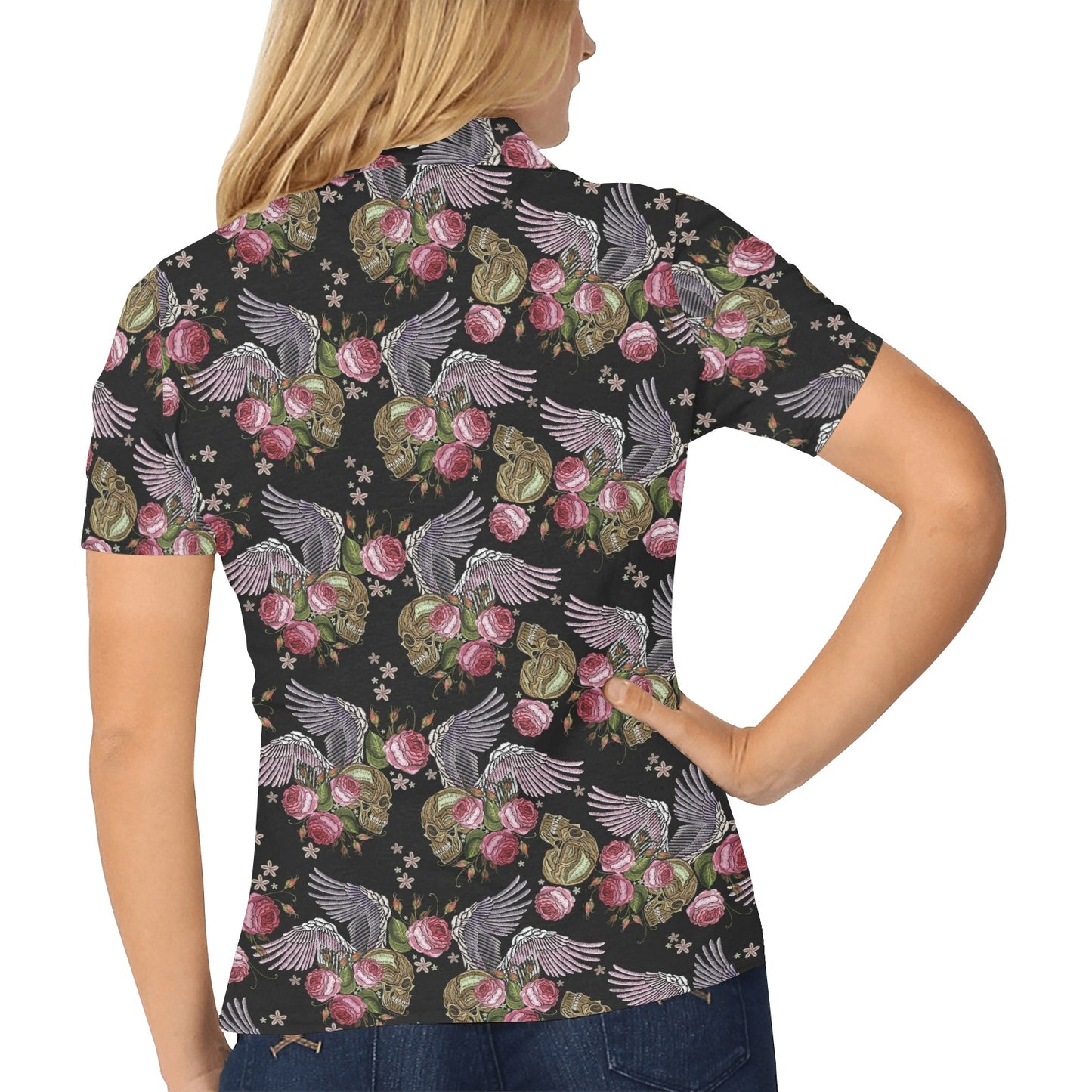 Angel Wings Pattern Print Design 06 Women's Polo Shirt