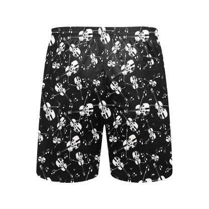 Violin Print Design LKS404 Men's Swim Trunks Beach Shorts
