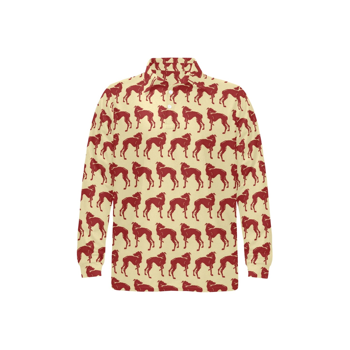 Whippets Print Design LKS301 Long Sleeve Polo Shirt For Men's
