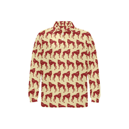 Whippets Print Design LKS301 Long Sleeve Polo Shirt For Men's