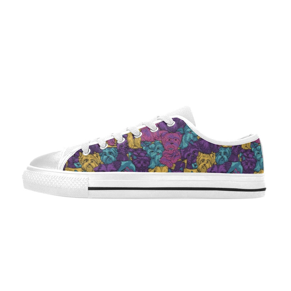 Yorkshire Terriers Print Design LKS3010 Women's White Low Top Shoes