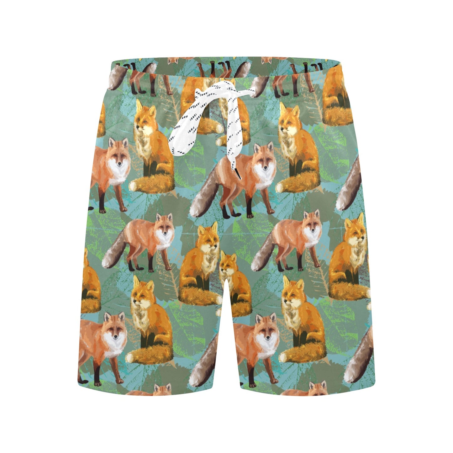 Fox Autumn leaves Themed Men's Swim Trunks Beach Shorts