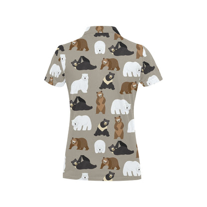 Bear Pattern Print Design BE03 Women's Polo Shirt