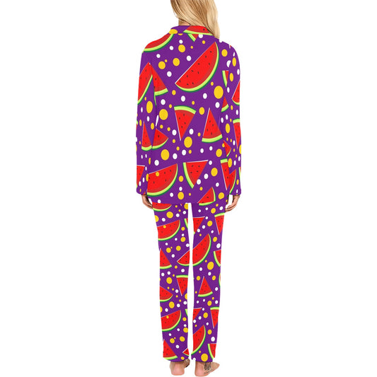 Watermelon Pattern Print Design WM010 Women's Long Pajama Set