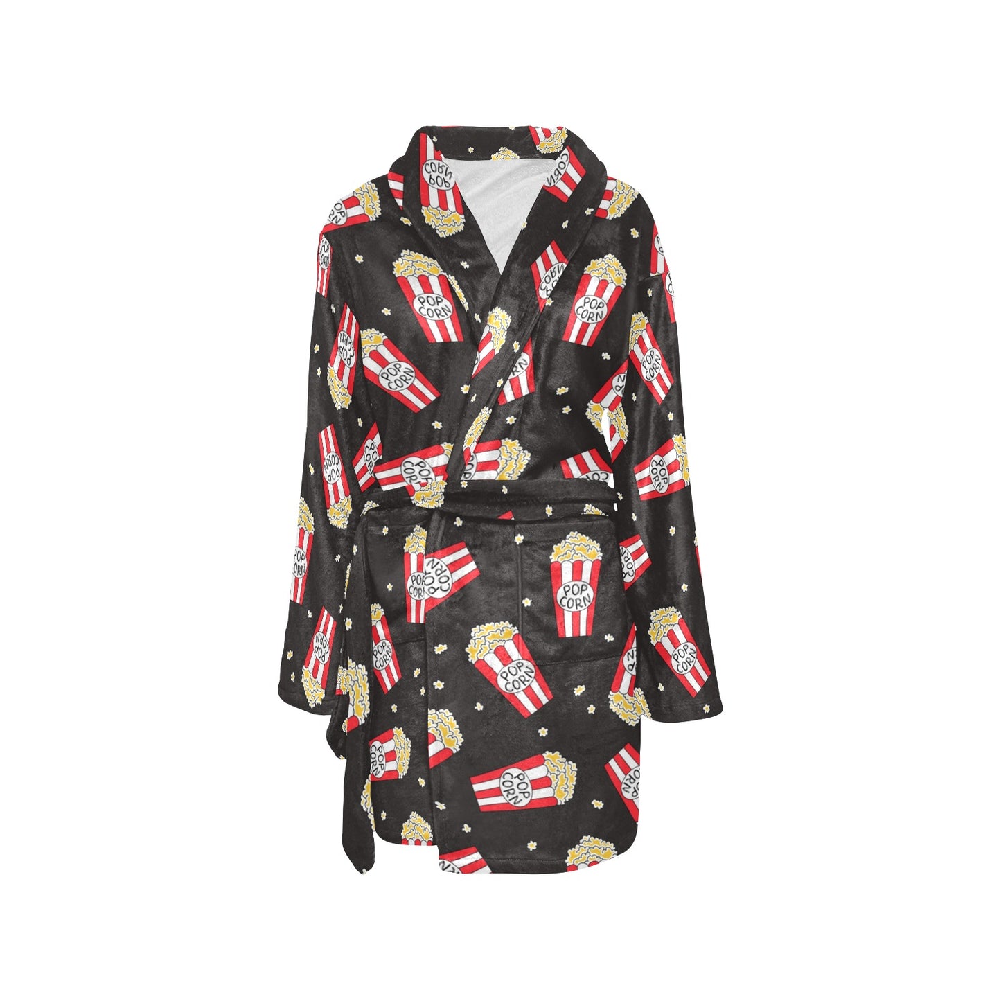 Popcorn Pattern Print Design A01 Women's Fleece Robe