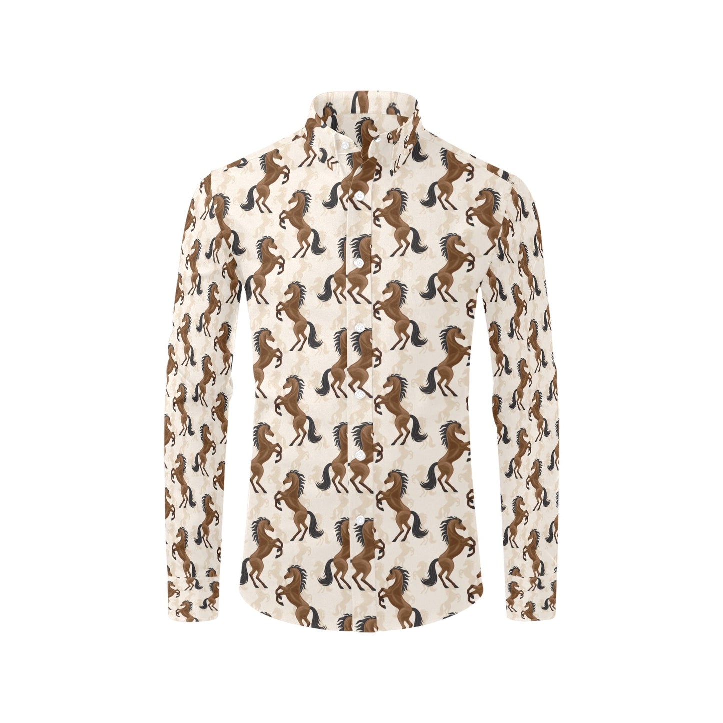 Horse Print Design LKS308 Men's Long Sleeve Dress Shirt
