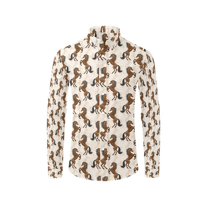 Horse Print Design LKS308 Men's Long Sleeve Dress Shirt