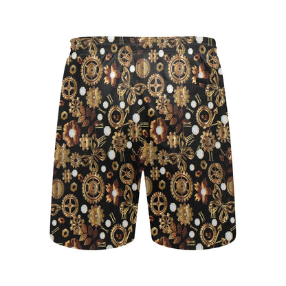 Steampunk Butterfly Design Themed Print Men's Swim Trunks Beach Shorts