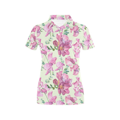 Peony Pattern Print Design PE011 Women's Polo Shirt