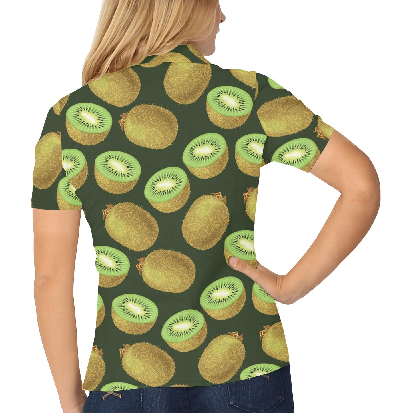 Kiwi Pattern Print Design KW04 Women's Polo Shirt