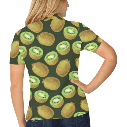 Kiwi Pattern Print Design KW04 Women's Polo Shirt