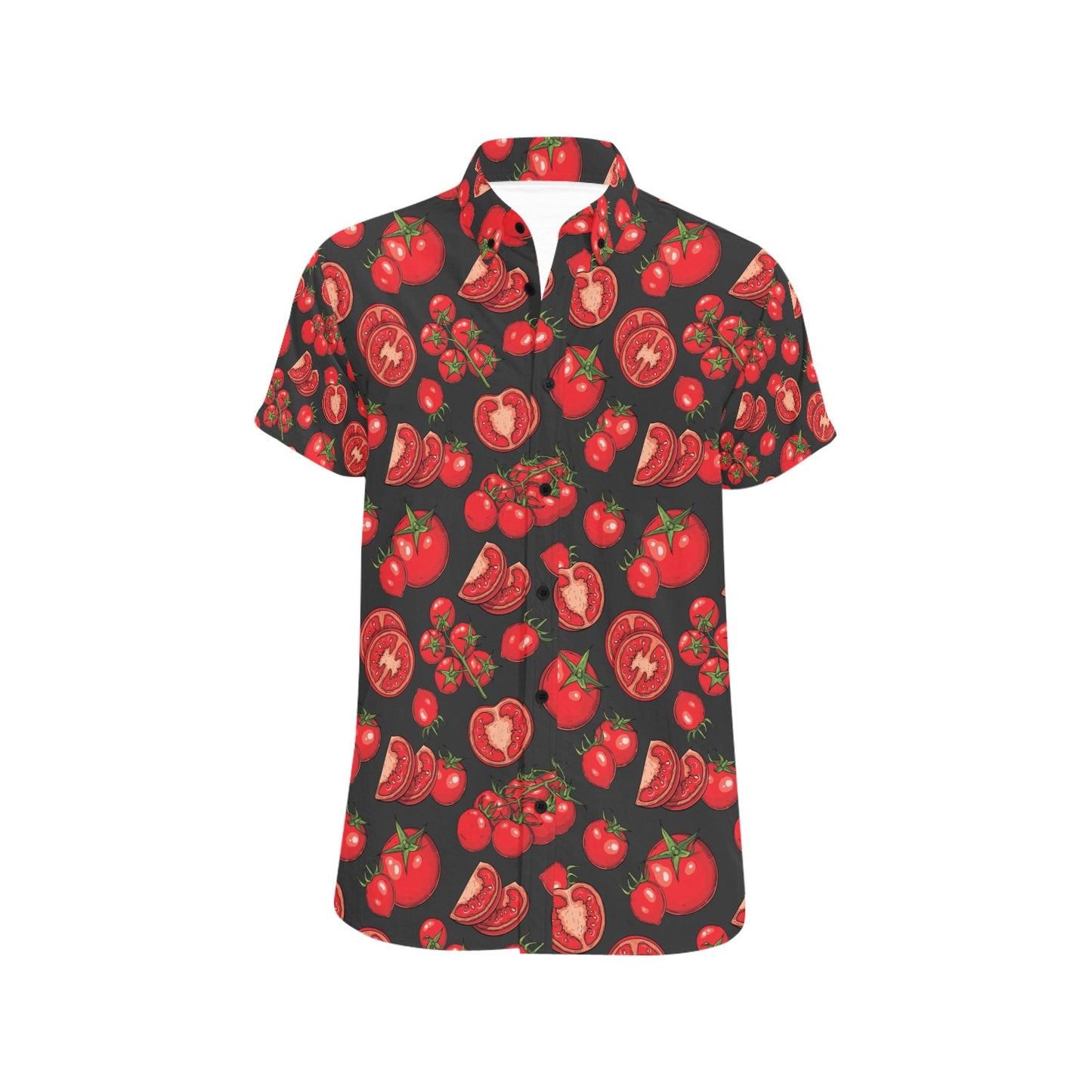 Tomato Print Design LKS303 Men Short Sleeve Button Up Shirt