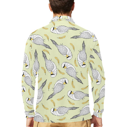 Parakeet Pattern Print Design A03 Long Sleeve Polo Shirt For Men's