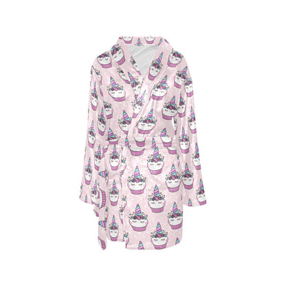 Cupcakes Unicorn Print Pattern Women's Fleece Robe