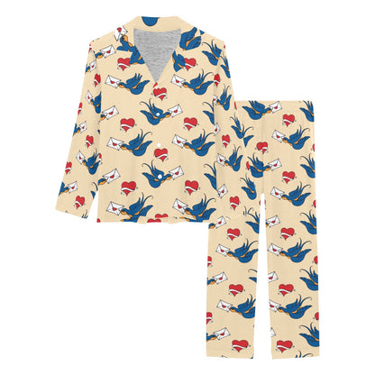 Swallow Bird Pattern Print Design 05 Women's Long Pajama Set