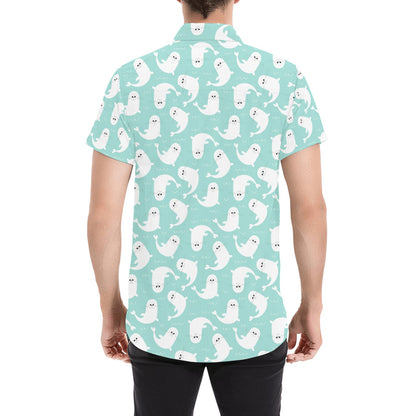 Sea Lion Print Design LKS401 Men Short Sleeve Button Up Shirt