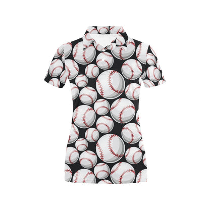 Baseball Black Background Women's Polo Shirt