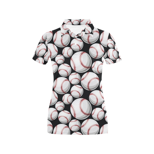 Baseball Black Background Women's Polo Shirt