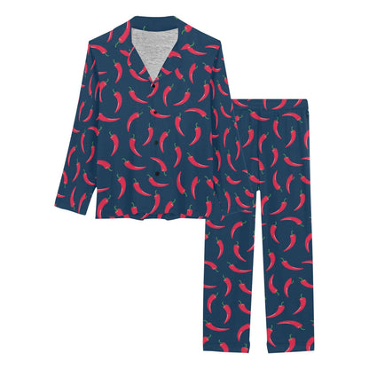 Chilli Pepper Pattern Print Design 03 Women's Long Pajama Set