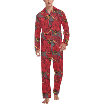 Pomegranate Pattern Print Design PG05 Men's Long Pajama Set