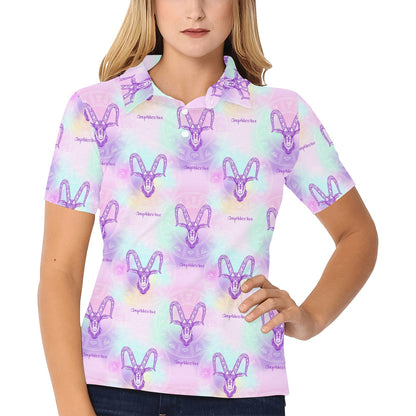 Capricorn Zodiac Pattern Print Design 02 Women's Polo Shirt