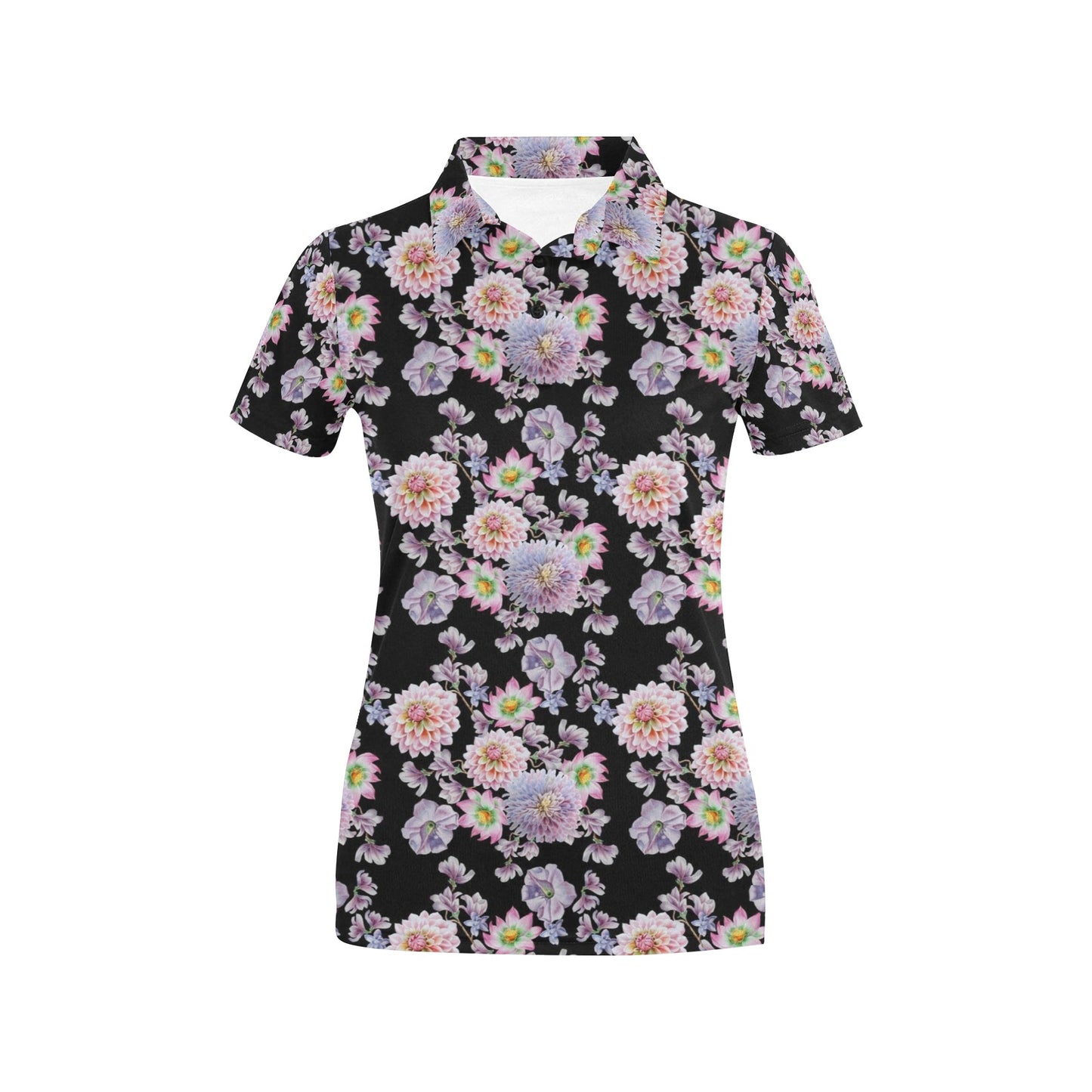 Dahlia Pattern Print Design DH012 Women's Polo Shirt