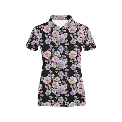 Dahlia Pattern Print Design DH012 Women's Polo Shirt