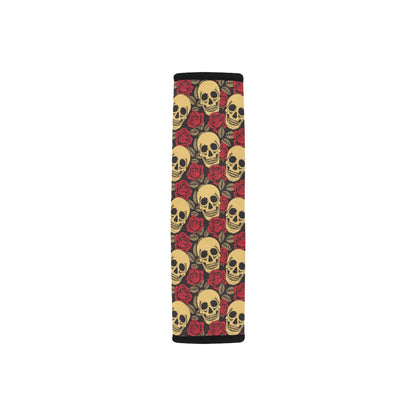 Skull And Roses Print Design LKS302 Car Seat Belt Cover