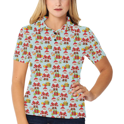 Santa Christmas Themed Print Design LKS303 Women's Polo Shirt