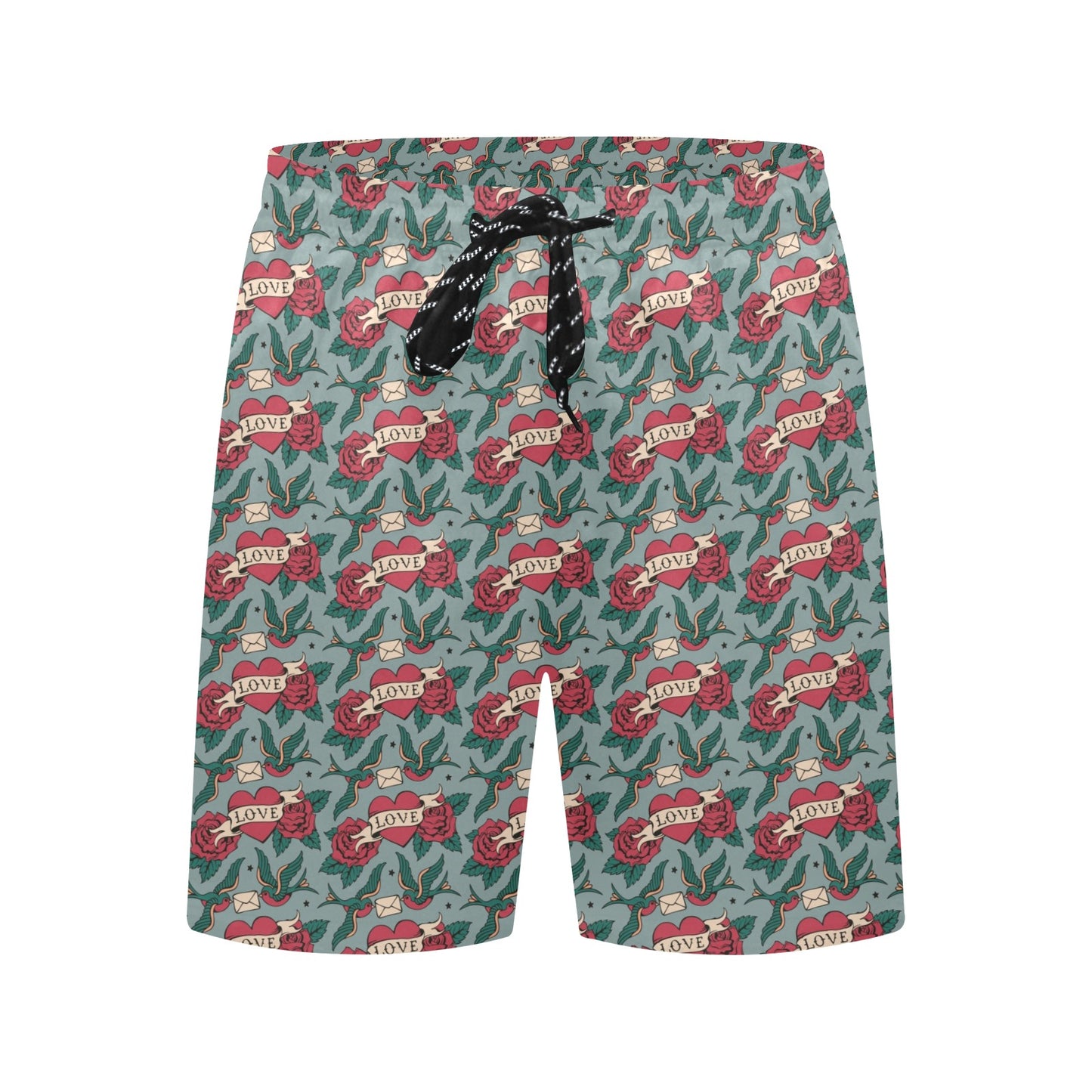 Tattoo Heart Print Design LKS301 Men's Swim Trunks Beach Shorts