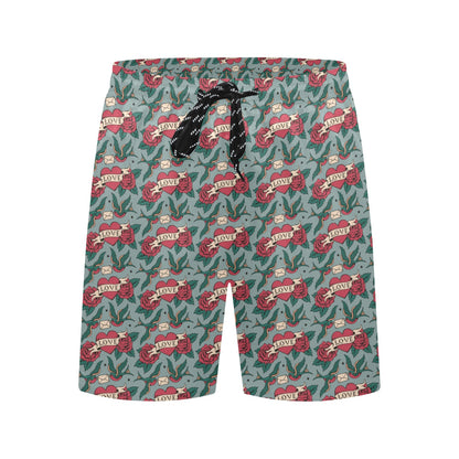 Tattoo Heart Print Design LKS301 Men's Swim Trunks Beach Shorts
