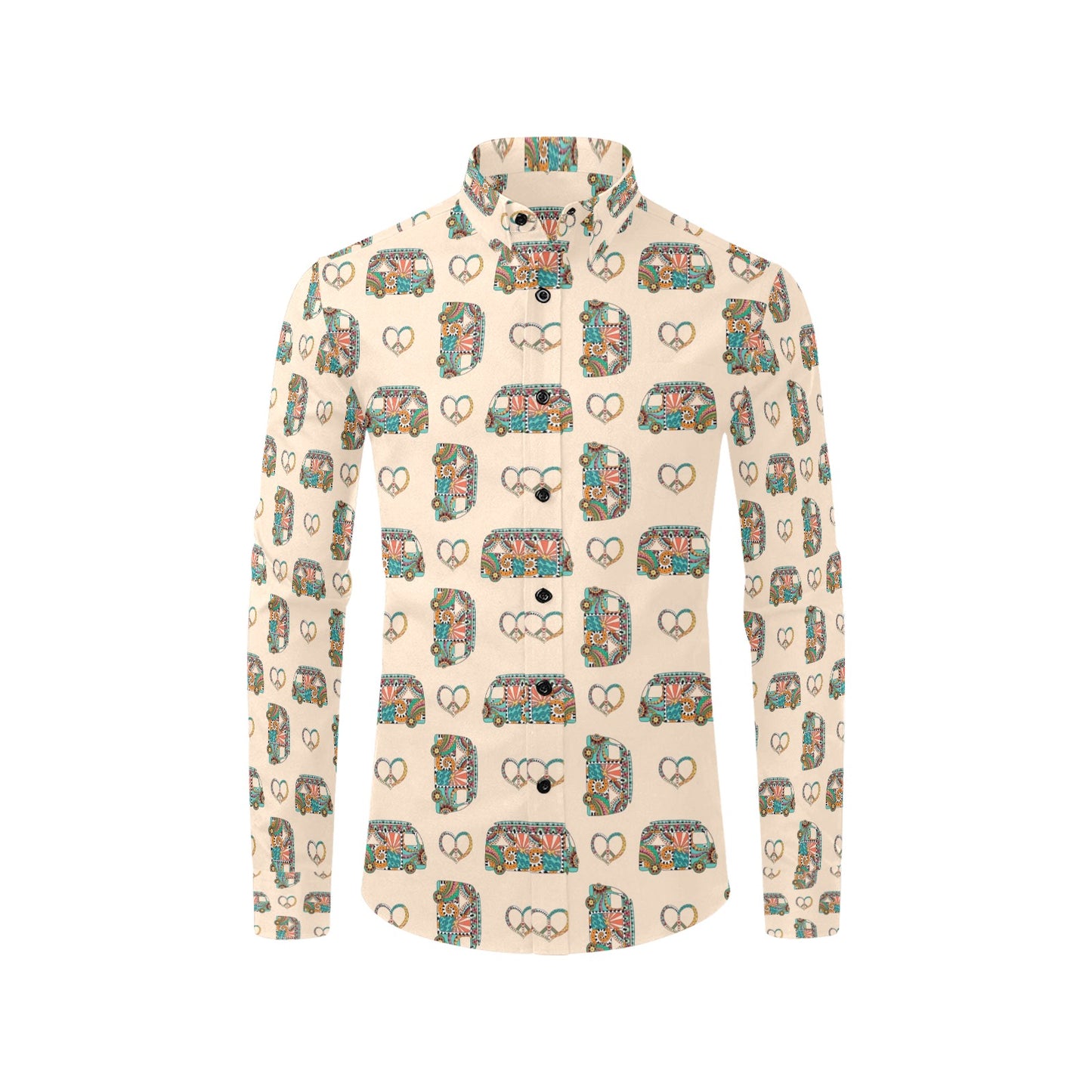 Hippie Van Peace Print Design LKS303 Men's Long Sleeve Dress Shirt