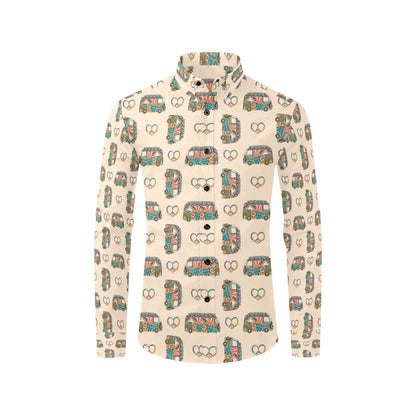 Hippie Van Peace Print Design LKS303 Men's Long Sleeve Dress Shirt