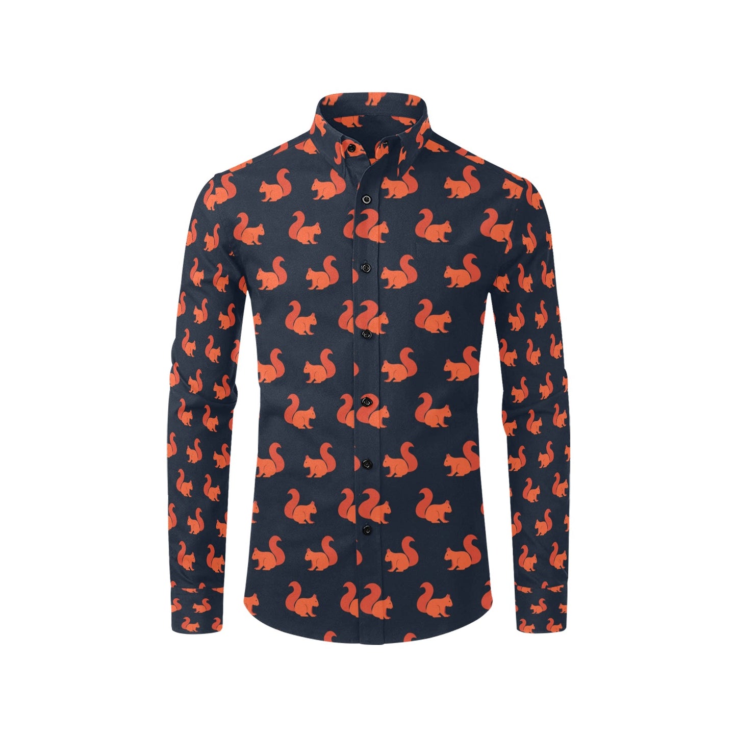 Squirrel Print Design LKS306 Men's Long Sleeve Dress Shirt