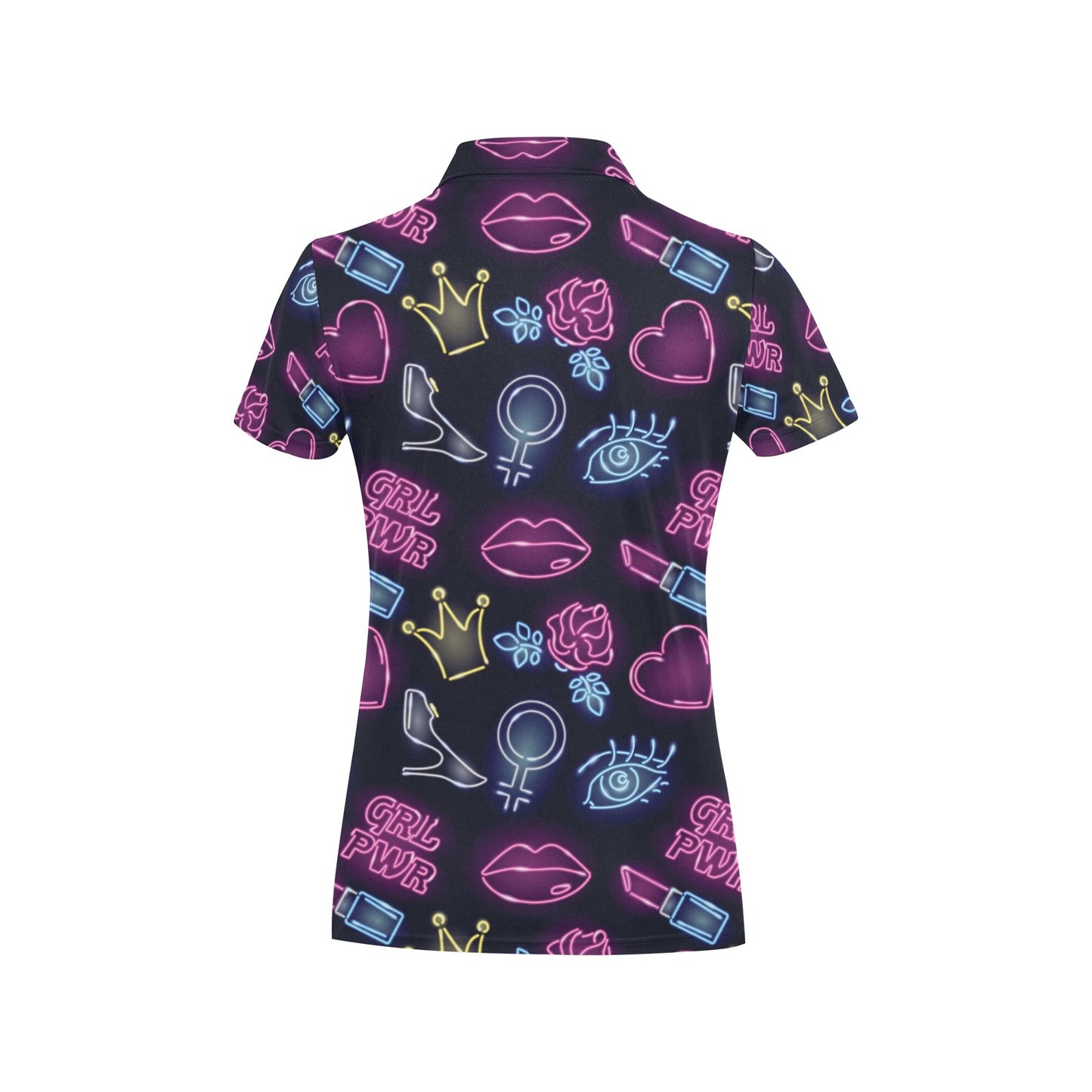 Lipstick Neon Pattern Print Design 02 Women's Polo Shirt