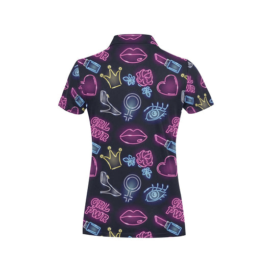 Lipstick Neon Pattern Print Design 02 Women's Polo Shirt