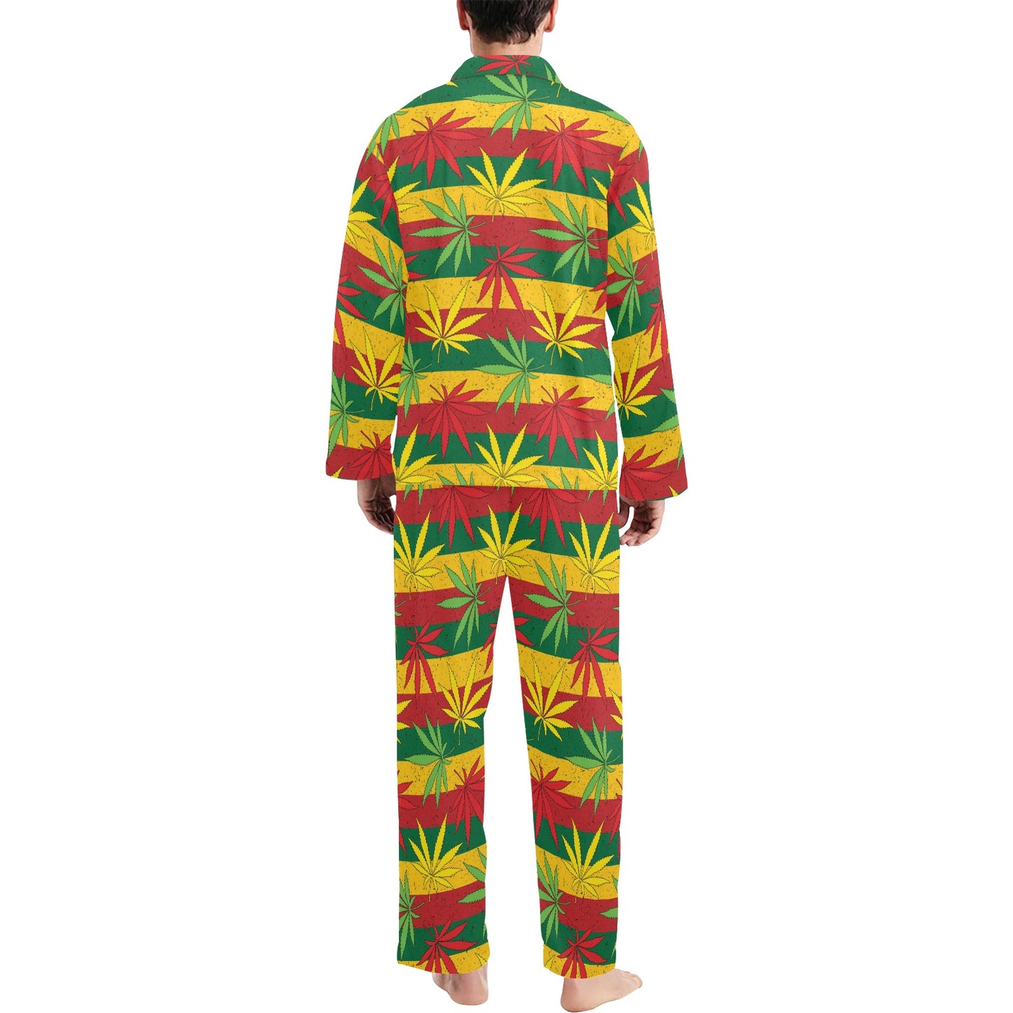 Rasta Pattern Print Design A03 Men's Long Pajama Set