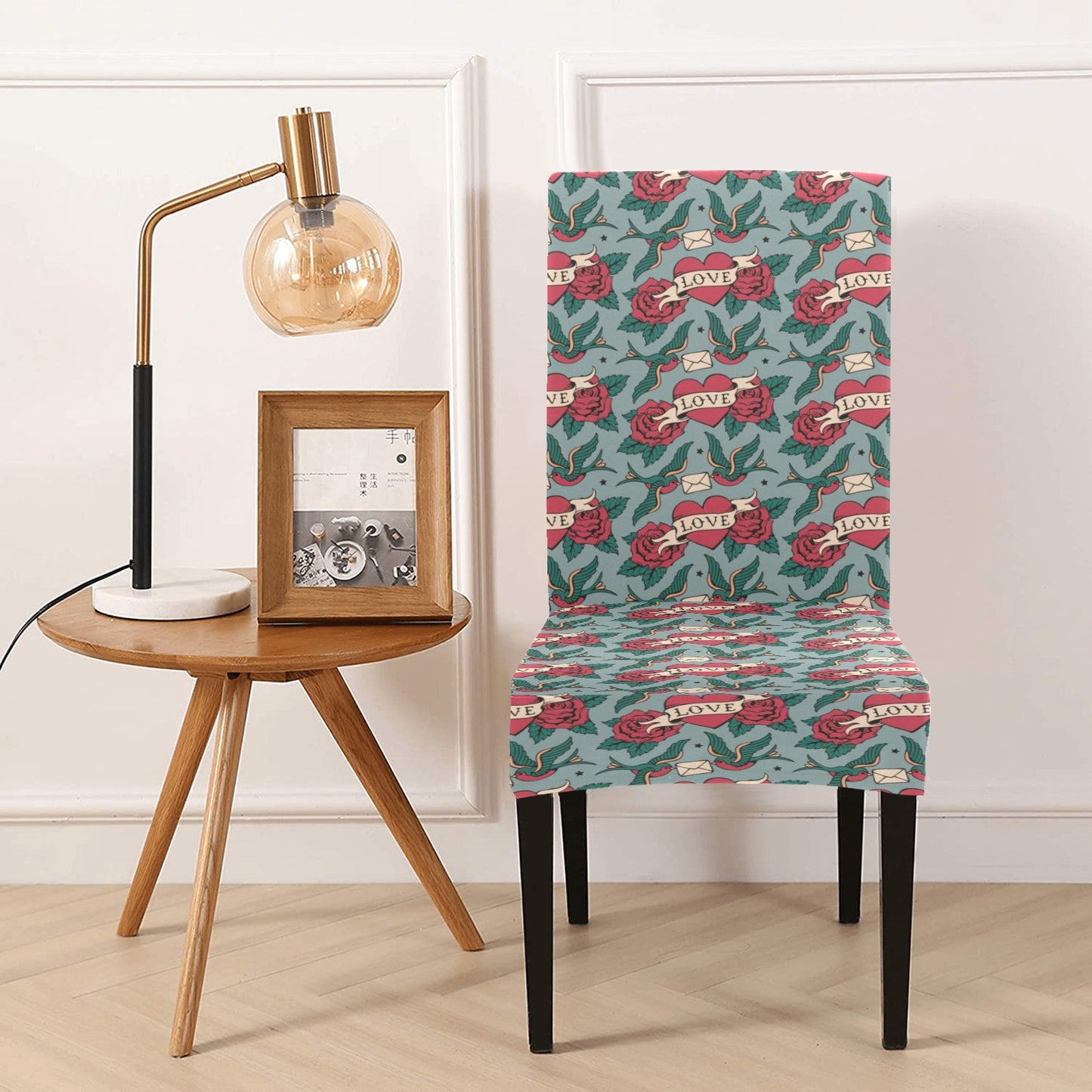 Tattoo Heart Print Design LKS301 Dining Chair Slipcover