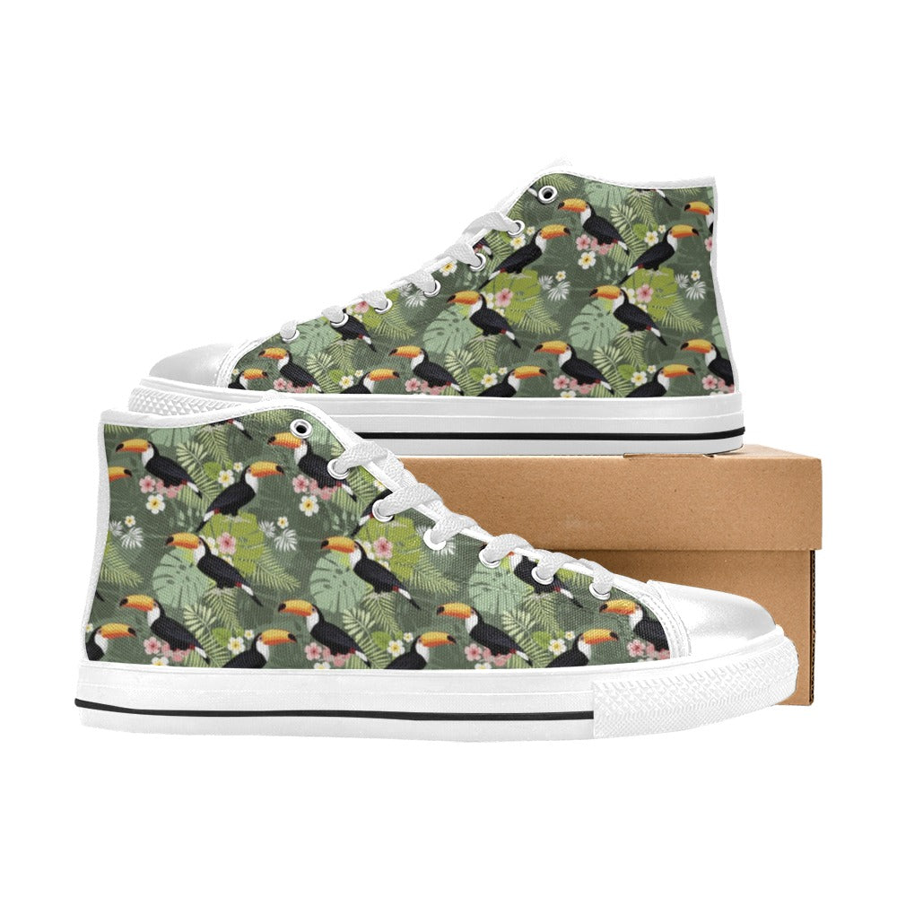 Toucan Print Design LKS304 Men's High Top Canvas Shoes
